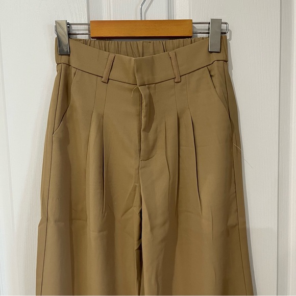 Elegant Tan Wide-Leg Trousers - Picture 3 of 9